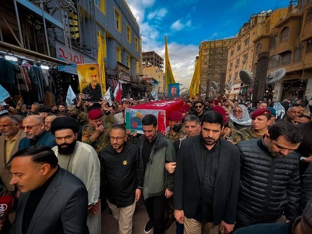 تشییع پیکر سردار سپاه قدس در نجف 4 1703682872 299 تشییع پیکر سردار سپاه قدس در نجف