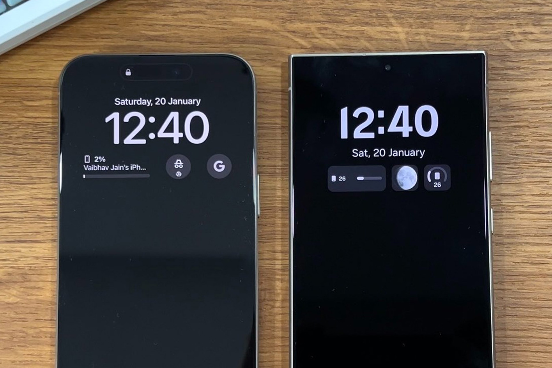 تفاوت بزرگ نمایشگر گلکسی S24 اولترا و آیفون ۱۵ پرو مکس را در این عکس ببینید 3 تفاوت بزرگ نمایشگر گلکسی S24 اولترا و آیفون ۱۵ پرو مکس را در این عکس ببینید