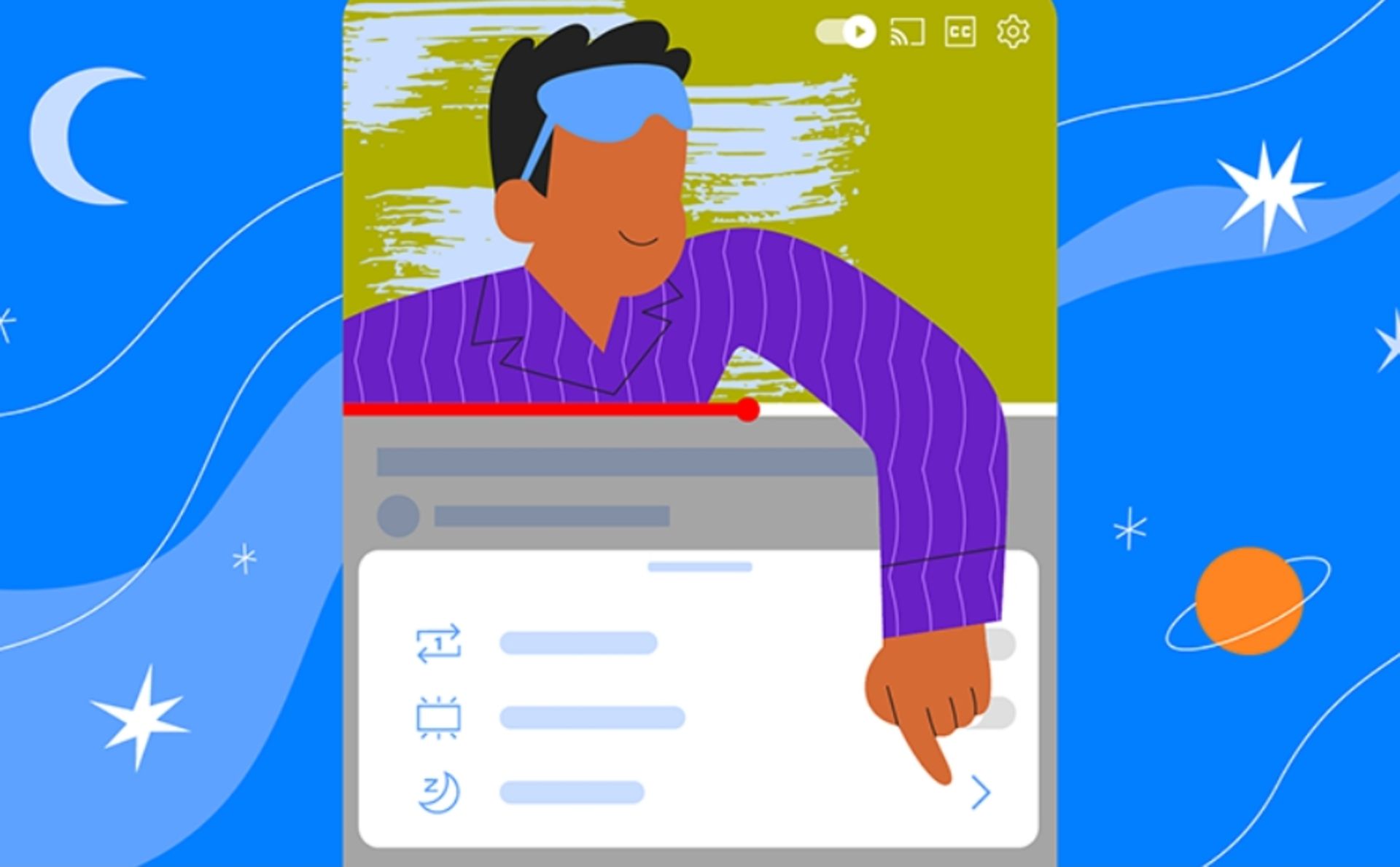 تایمر خواب، ویژگی آزمایشی تازه یوتیوب_سودو تکنولوژی 6 پستر یک مرد درحال خواب درحال شاره به جایی