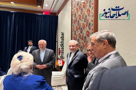 ظریف و عراقچی در حاشیه نشست پزشکیان با رسانه‌های آمریکایی+عکس
