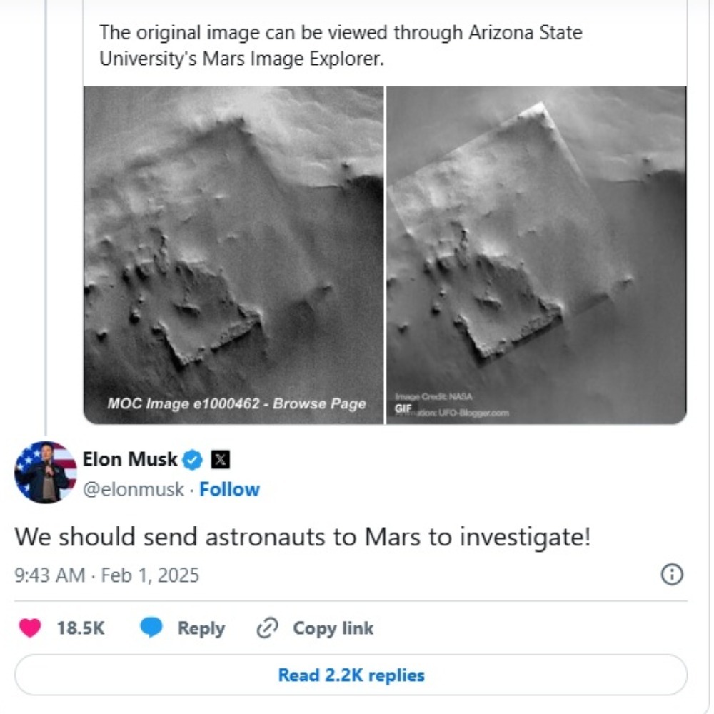 مربع مرموز مریخ: آیا ساختار هندسی سیاره سرخ نشانه وجود بیگانگان است؟