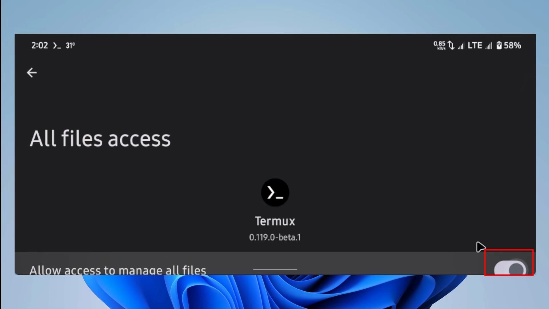 اعطای دسترسی به فایل‌های به اپلیکیشن ترموکس  