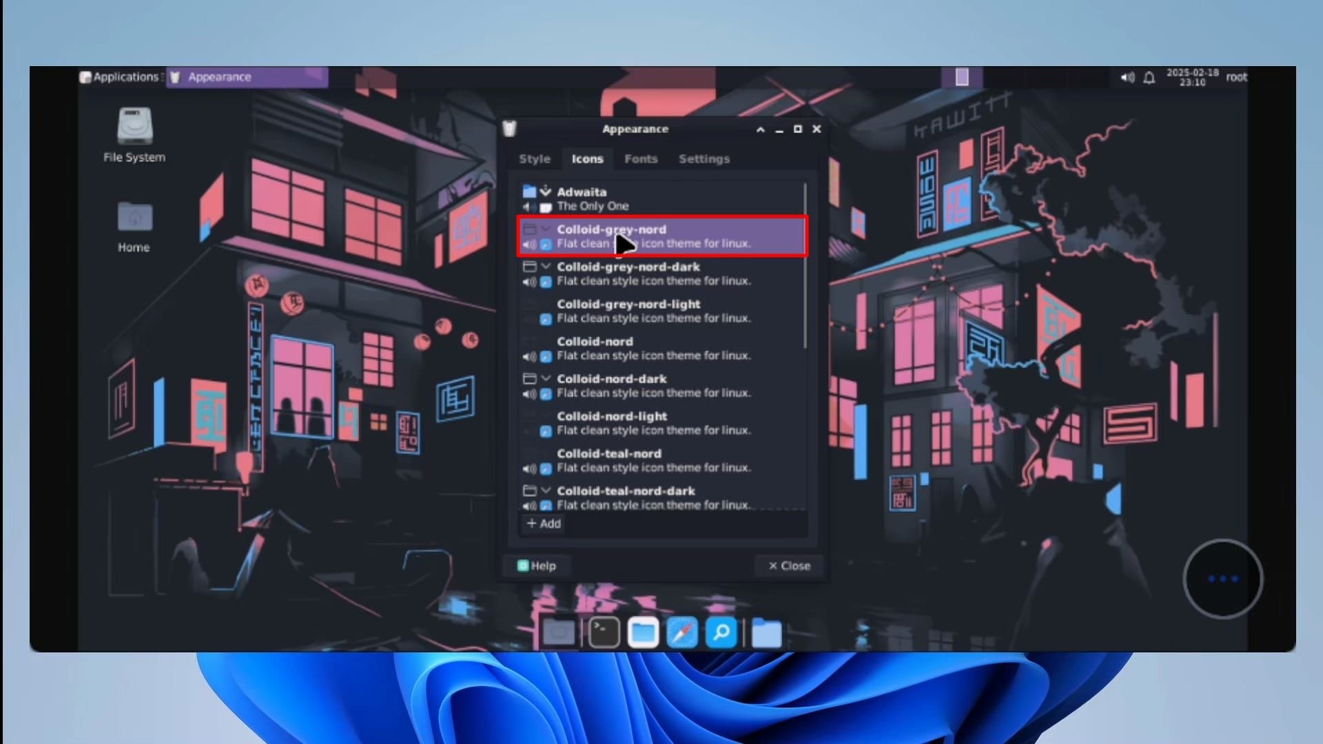 محیط گرافیکی اوبونتو - تنظیمات Appearance - انتخاب یک پک آیکون