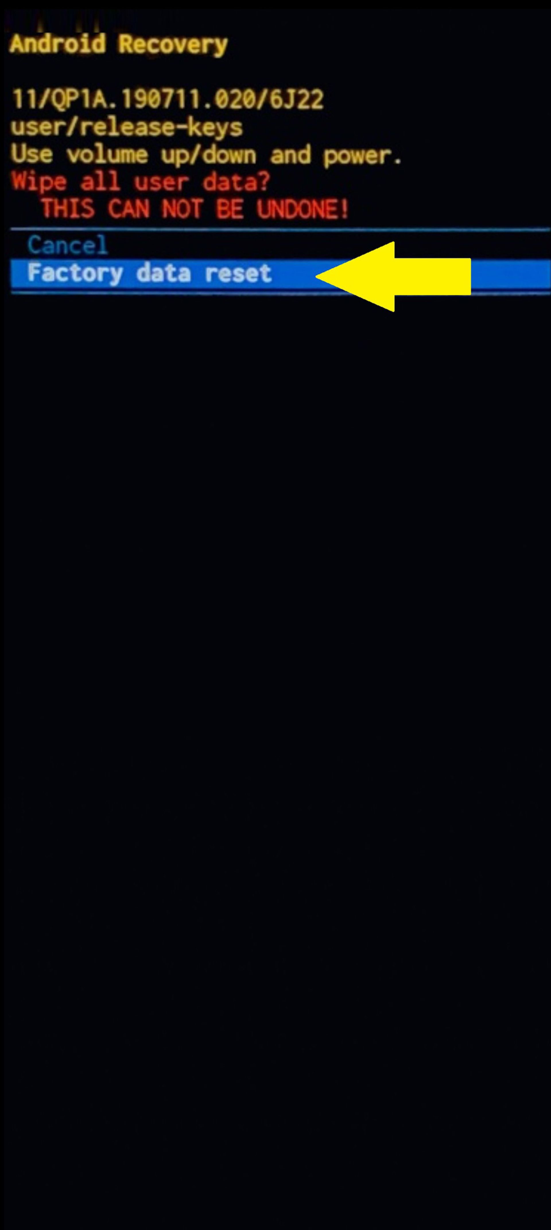 ریست فکتوری گوشی سامسونگ با دکمه های فیزیکی مرحله ۲