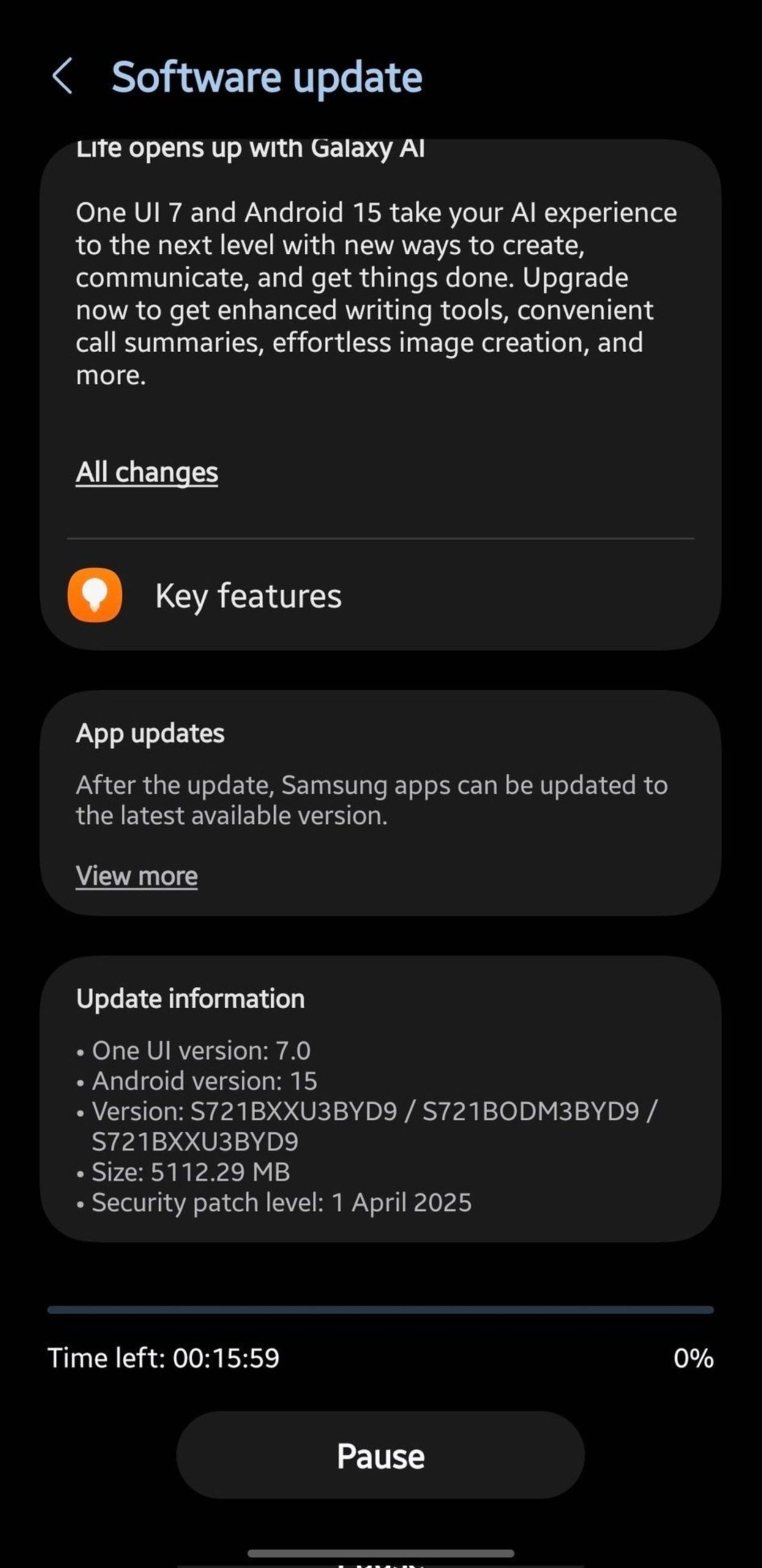 رابط کاربری One UI 7 و اندروید ۱۵ برای گلکسی S24 FE انتشار شد_سودو تکنولوژی 5 صفحهی آپدیت گوشی گلکسی S24 FE
