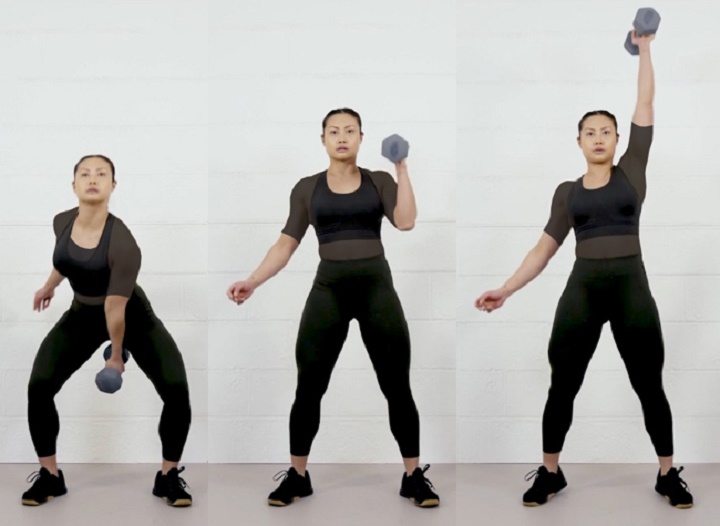 حرکات بدنسازی با دمبل؛ ۲۷ تمرین و انواع حرکات با دمبل_سودو تکنولوژی 78 ورزش با دمبل - اسکوات و پرس سرشانه