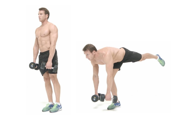 حرکات بدنسازی با دمبل؛ ۲۷ تمرین و انواع حرکات با دمبل_سودو تکنولوژی 83 ورزش با دمبل - ددلیفت دمبل تک پا