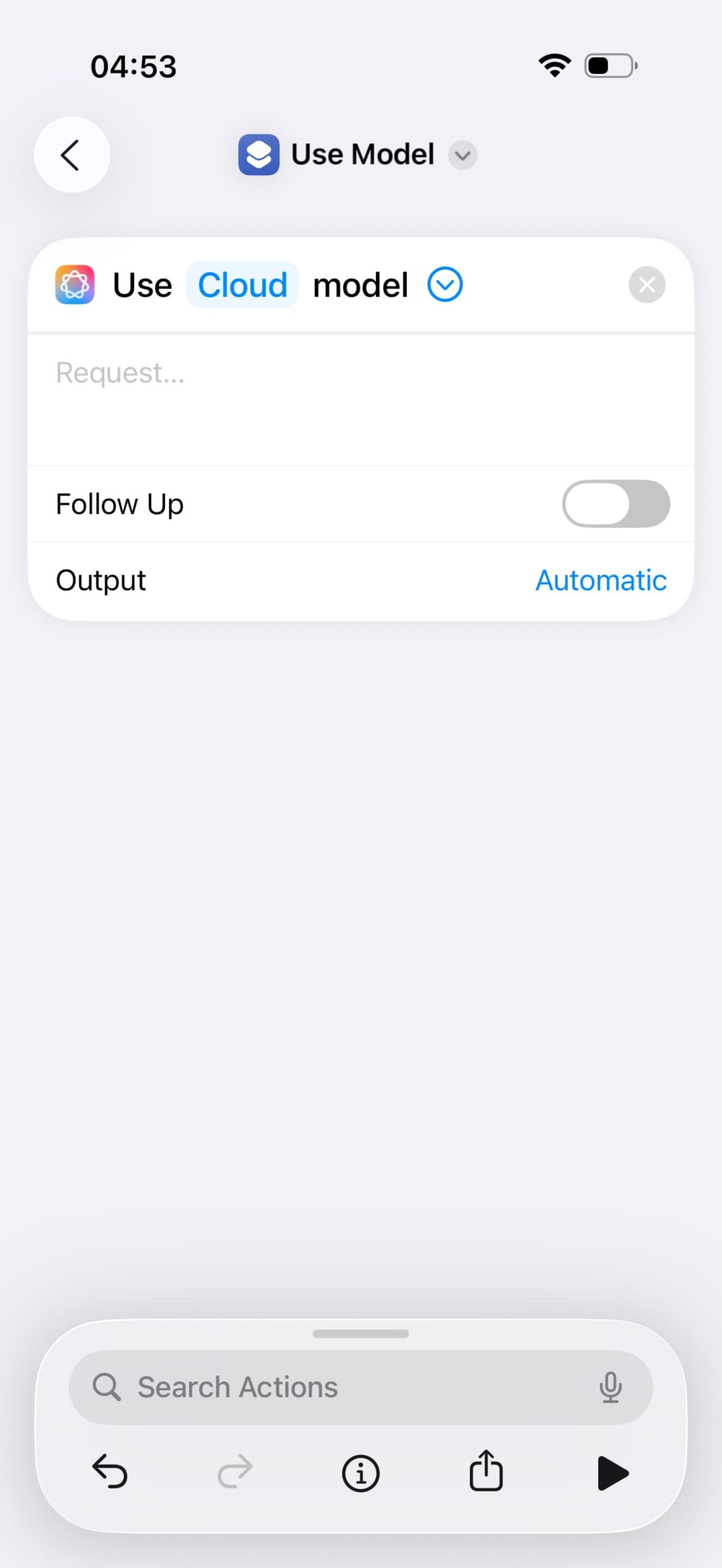 گزینه Use Models در شورت‌کات iOS 26